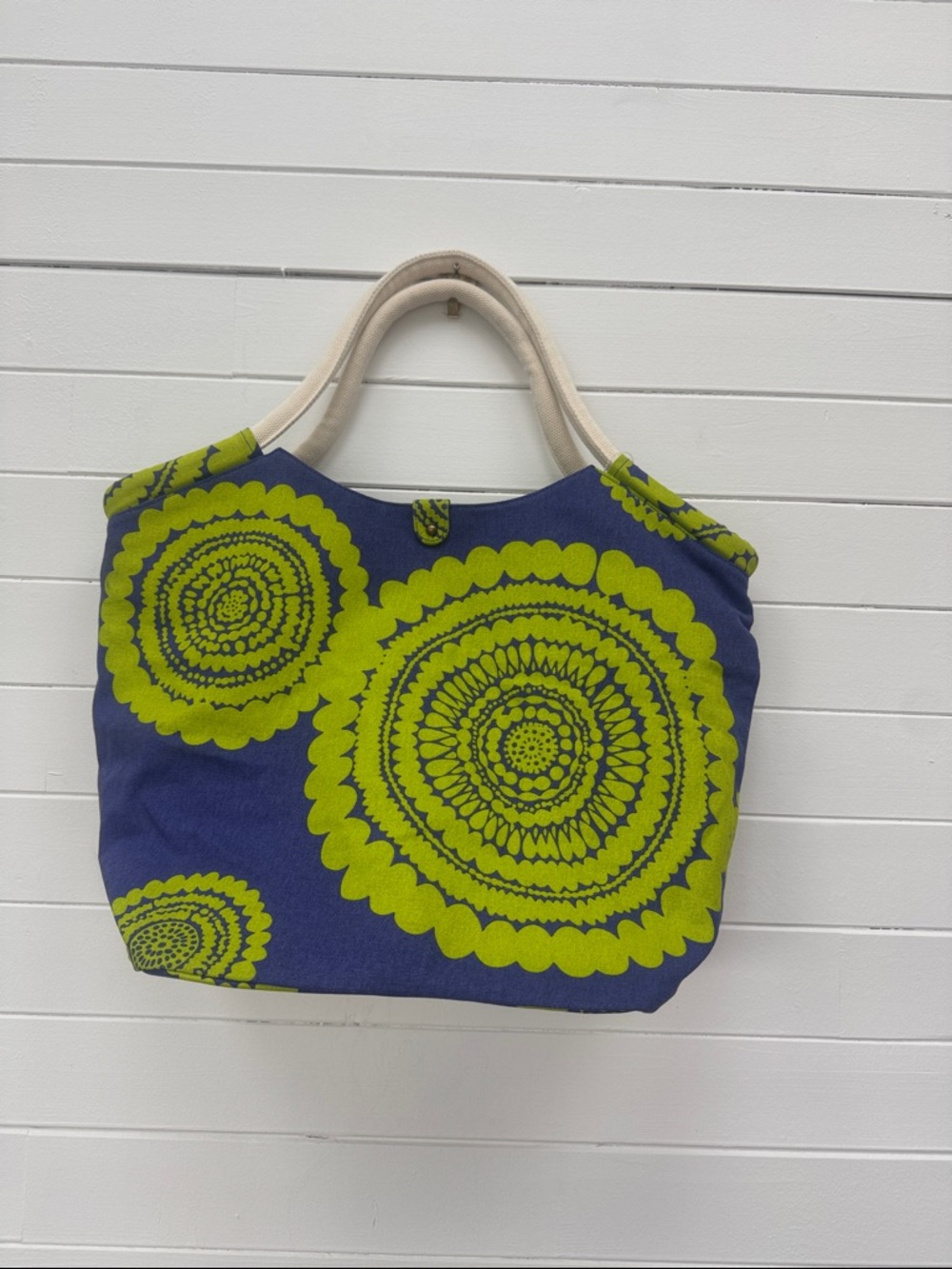 Boden Magenta & Lime Floral Canvas Tote